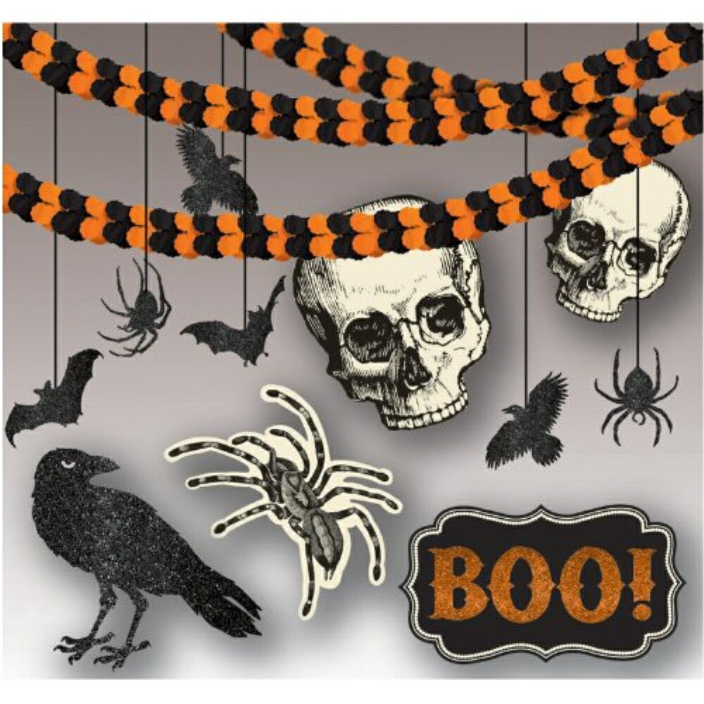 ハロウィン デコレーションキット 蜘蛛 カラス ドクロ