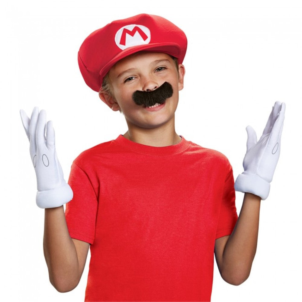 マリオ 帽子、ハット 子供用 グローブ 付け髭 仮装グッズ コスプレ