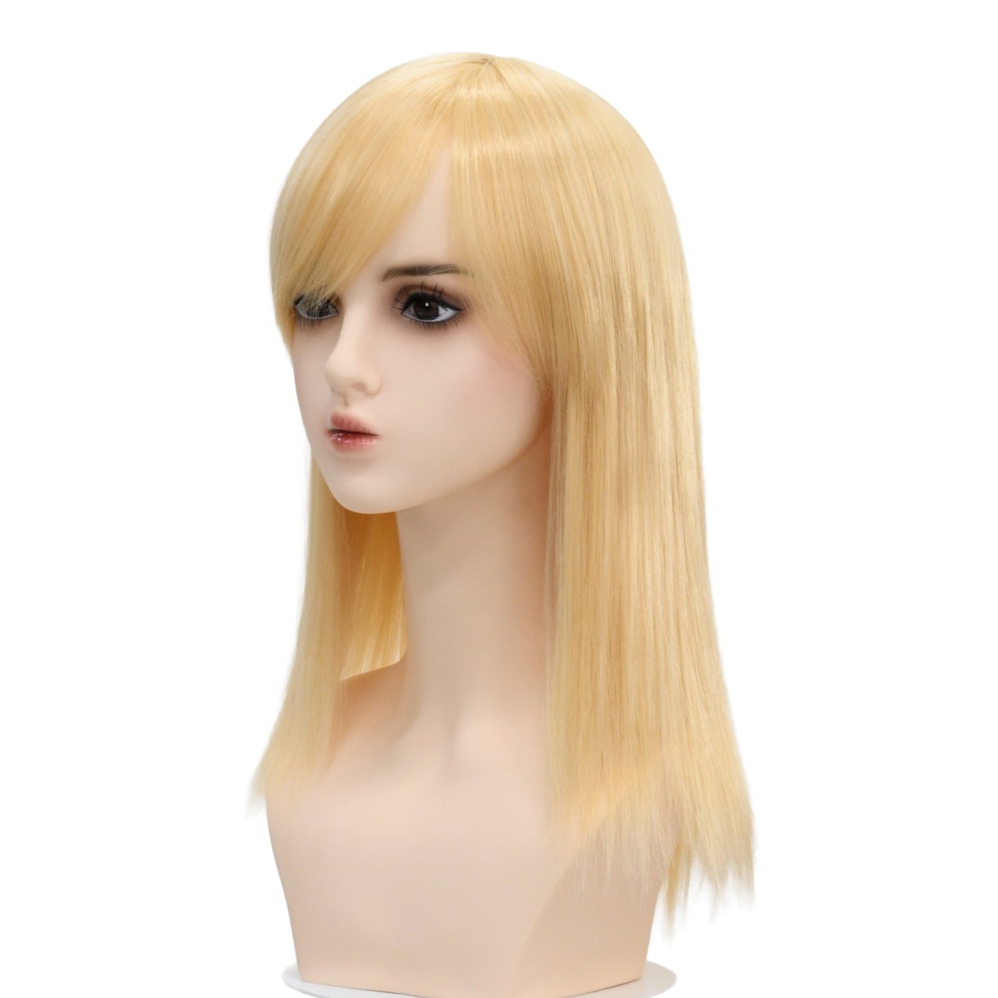 ウィッグ ミディアム ゴールド 金 ブロンド コスプレ かつら 大人用 女性用 耐熱 カラー 仮装グッズ aw0038