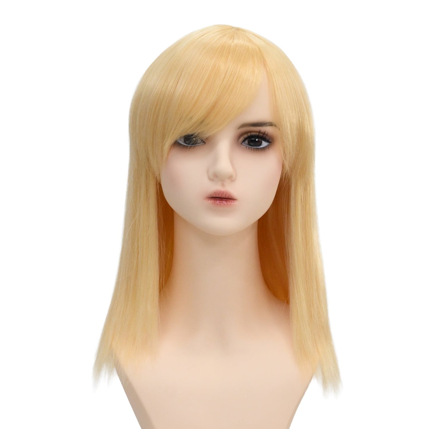 ウィッグ ミディアム ゴールド 金 ブロンド コスプレ かつら 大人用 女性用 耐熱 カラー 仮装グッズ aw0038