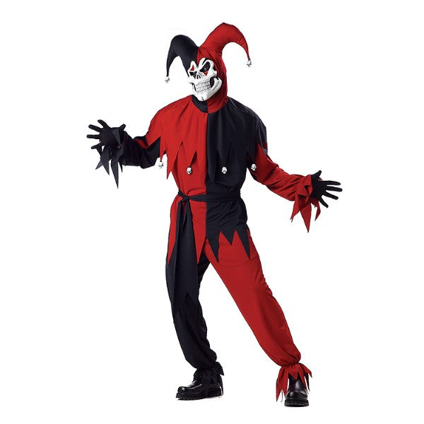 EVIL JESTER ピエロ ジョーカー ブラック&レッド 衣装、コスチューム 大人男性用 コスプレ