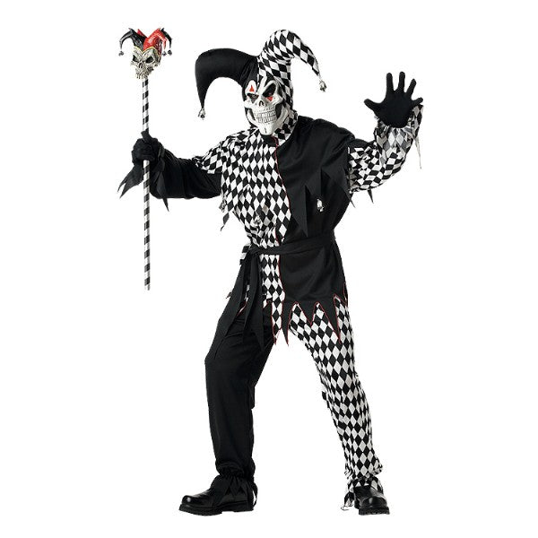 EVIL JESTER ピエロ ジョーカー ブラック&ホワイト 衣装、コスチューム 大人男性用 コスプレ