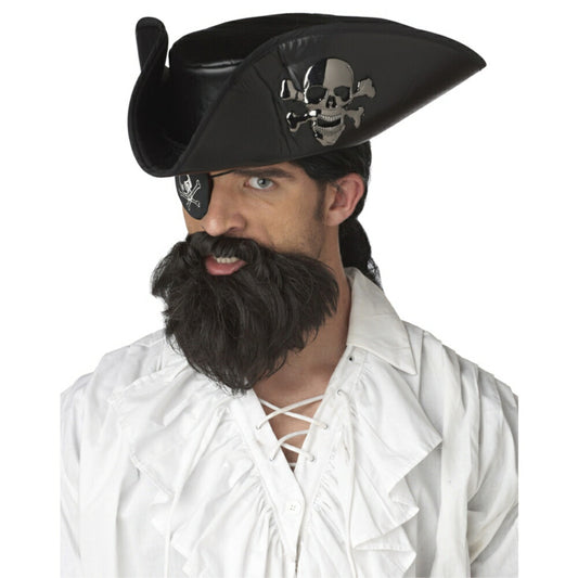 ダークブラウン ロング 口ひげとアゴヒゲのセット 海賊 コスプレ