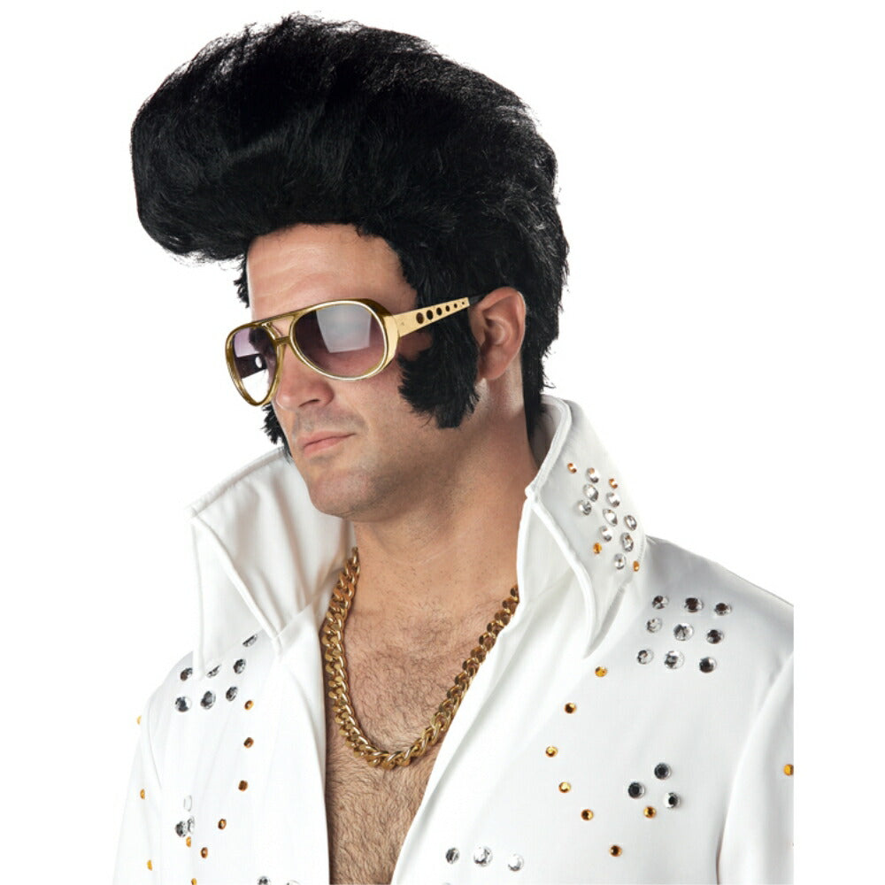 ブラック リーゼント ウィッグ、かつら エルビス・プレスリー、ロックンロール コスプレ