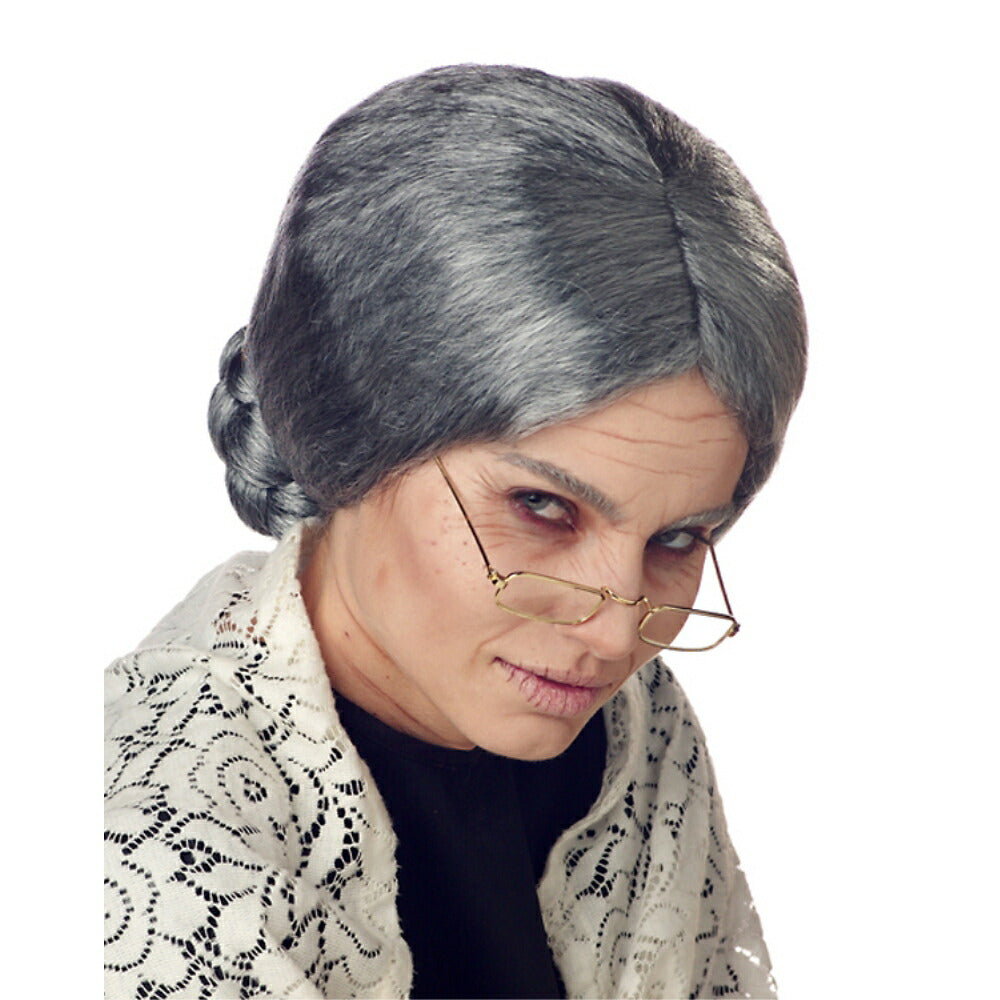 グレー シニヨン ウィッグ、かつら おばあさん、魔法使い コスプレ