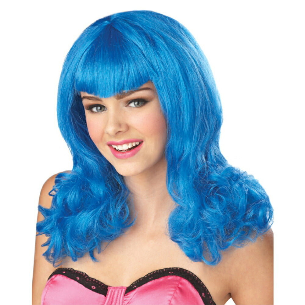 ブルー ロング ウィッグ、かつら センセーション、旋風 コスプレ