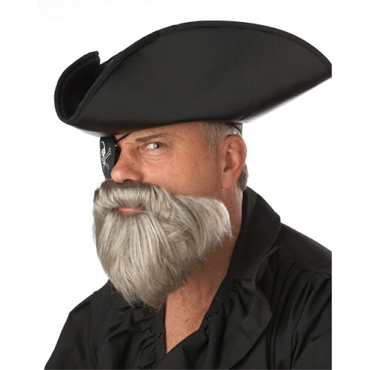 グレー ロング 口ひげ&アゴヒゲ 海賊 コスプレ