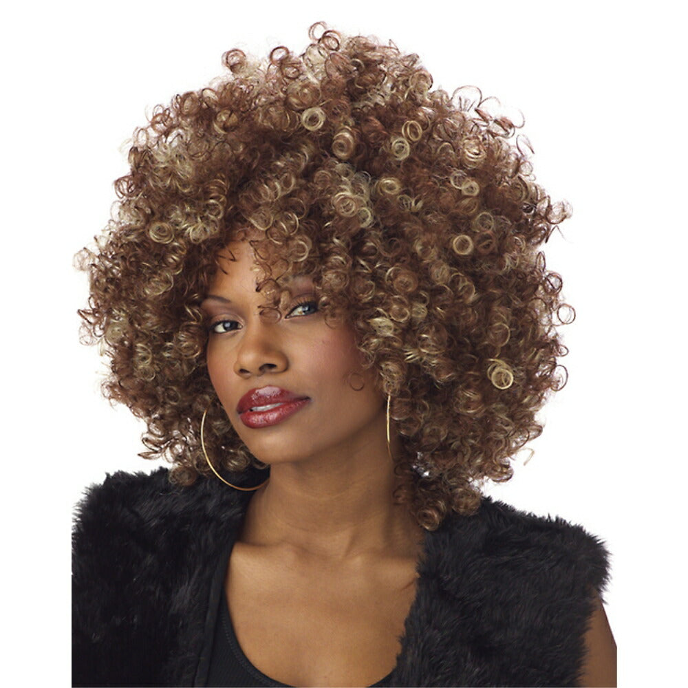 ブラウン&ブロンド ツイストカール ウィッグ、かつら クラシックアフロ コスプレ