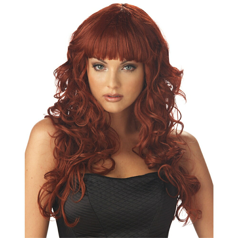 ブルゴーニュ ワインレッド ロング ウィッグ、かつら セクシー コスプレ