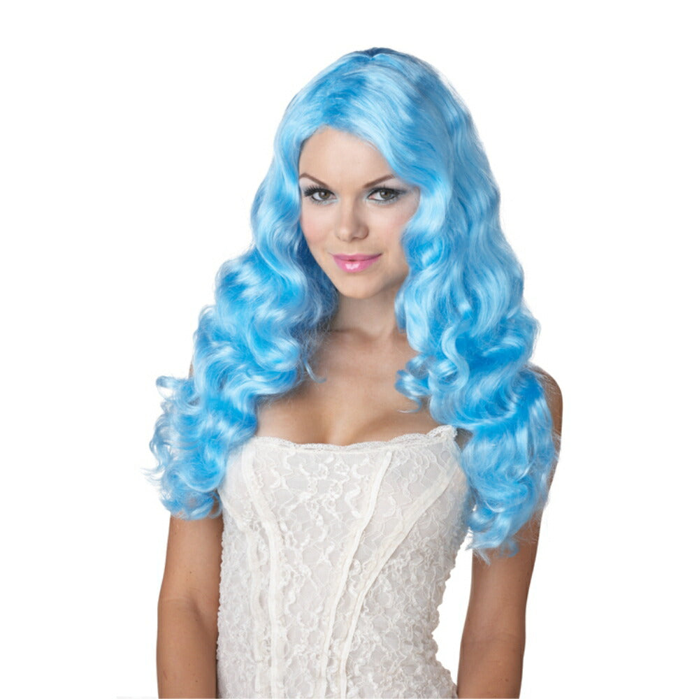 ブルー ロング ウィッグ、かつら スイート コスプレ