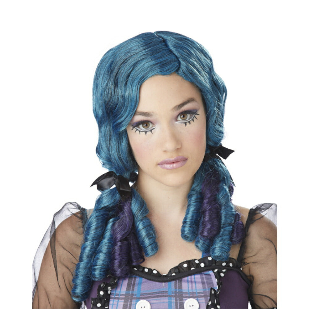 ティールグリーン&パープル ドーリッシュ ウィッグ、かつら フレンチドール、お人形 コスプレ