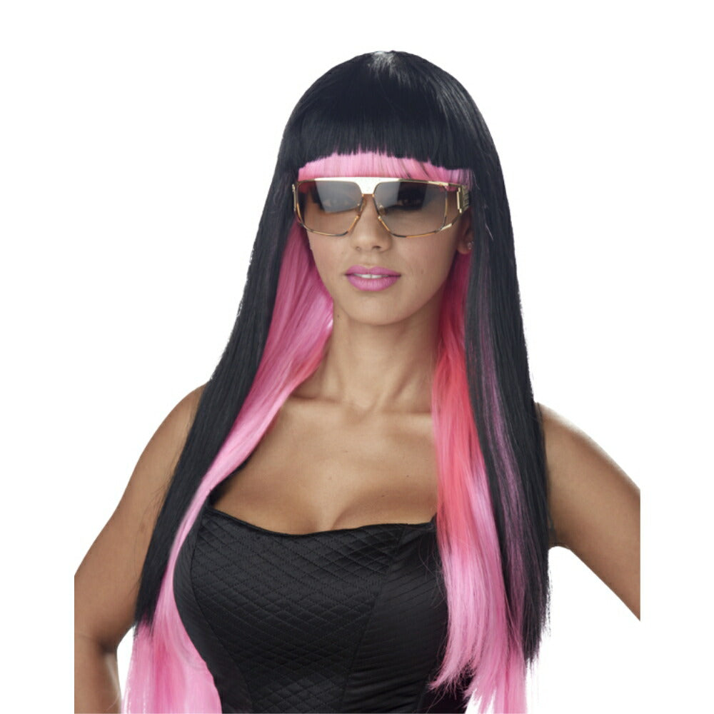 ブラック&ピンク ロング ウィッグ、かつら ディーバ コスプレ