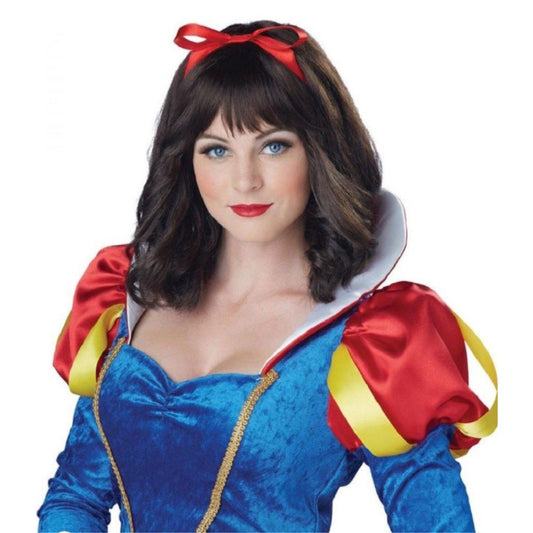 白雪姫 ウィッグ、かつら 大人用 ブラウン ミディアム リボンつき コスプレ