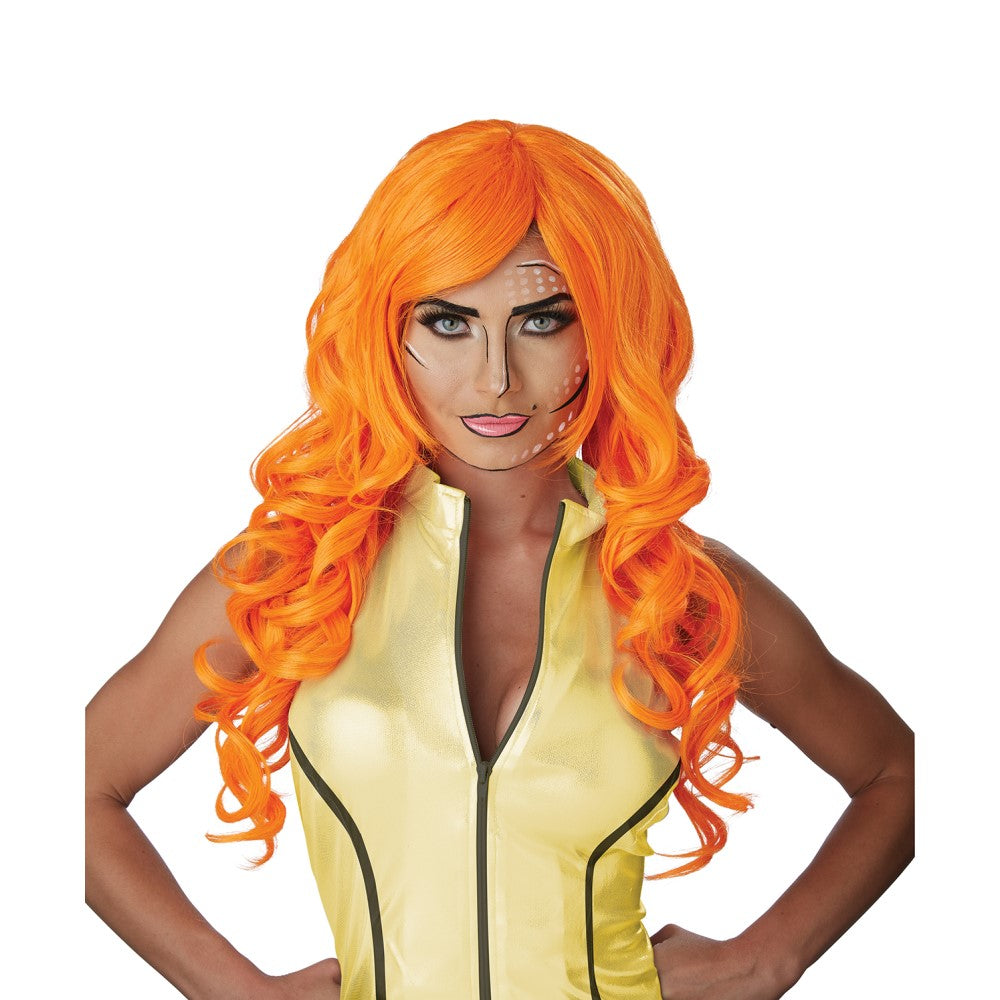 ロング ウィッグ、かつら オレンジ 大人用 POP ART SUPERHERO WIG コスプレ