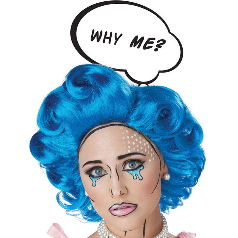 ポップアート・ガール ウィッグ 大人用 ブルー カール コスプレ 仮装 パーティー