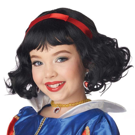 白雪姫風 ウィッグ 子供用 コスプレ かつら ボブ 黒髪 プリンセス 仮装グッズ