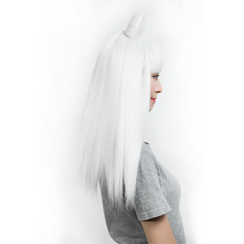 リボン ウィッグ 白 ロング コスプレ 大人用 夜光 暗闇で光る