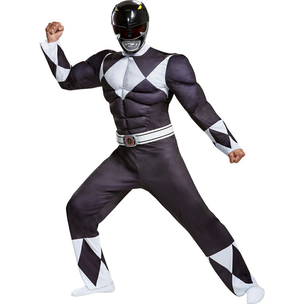 パワーレンジャー　コスチューム　ブラック　戦隊ヒーロー　大人男性用　Classic　コスプレ衣装　Mighty Morphin