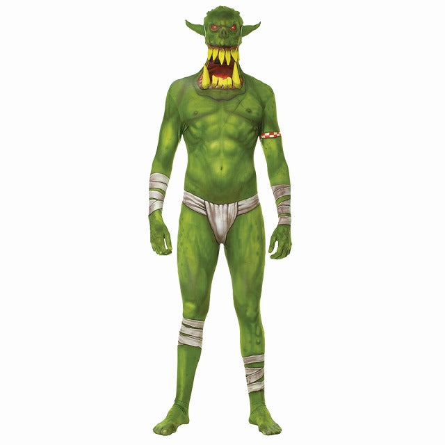 エイリアン 衣装、コスチューム 大人男性用 ホラー 全身タイツ グリーン MORPH JAW DROPPER GREEN コスプレ