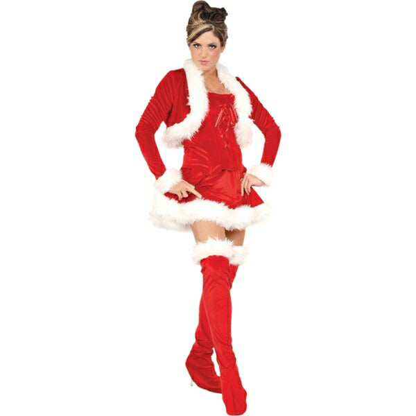 サンタクロース 衣装、コスチューム 大人女性用 長袖ジャケット ニーハイ MS CLAUS コスプレ