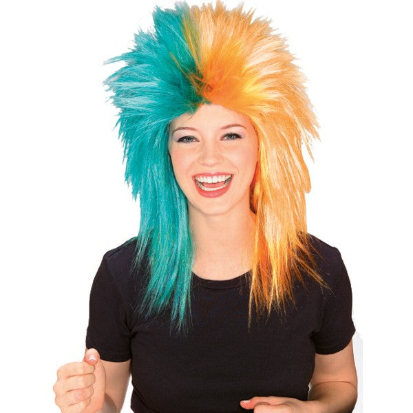 Sports Fanatic ウィッグ、かつら ティール&オレンジ 大人用 コスプレ