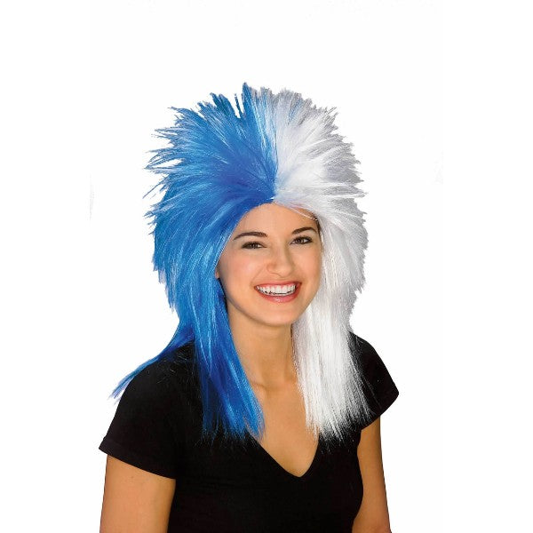 Sports Fanatic ウィッグ、かつら ブルー&ホワイト 大人用 コスプレ