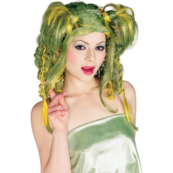 Camo Diva ウィッグ、かつら グリーン&イエロー 女性用 コスプレ