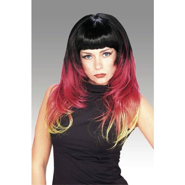 Sunburst ウィッグ、かつら ブラック、レッド、イエロー 女性用 コスプレ