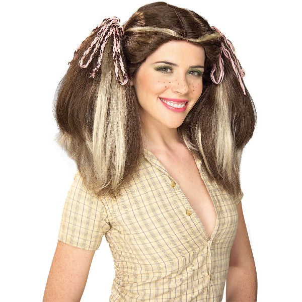 Farmgirl ウィッグ、かつら ブラウン &ブロンドのストリーク コスプレ