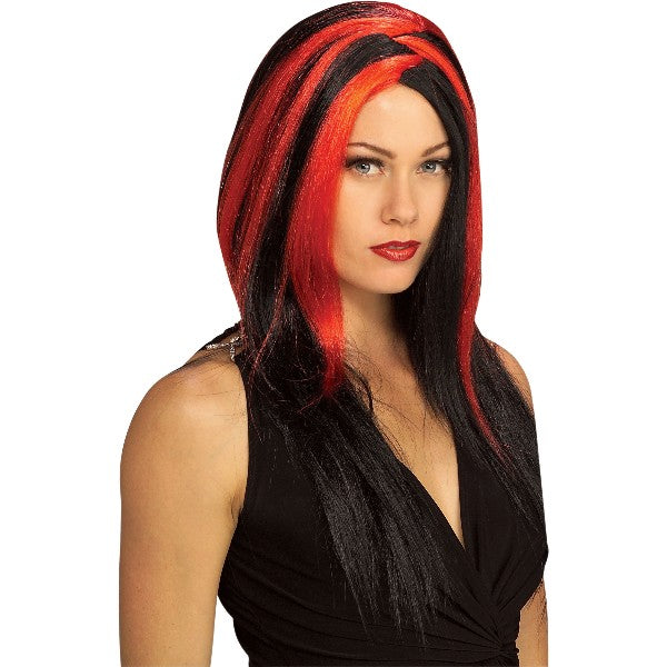ゴスロリ Stripes ウィッグ、かつら ブラック&レッド 女性用 コスプレ