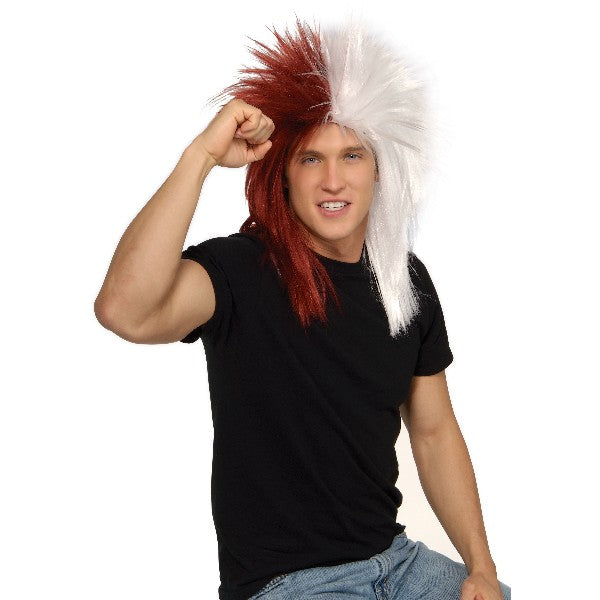 Sports Fanatic ウィッグ、かつら マルーン&ホワイト 大人用 コスプレ