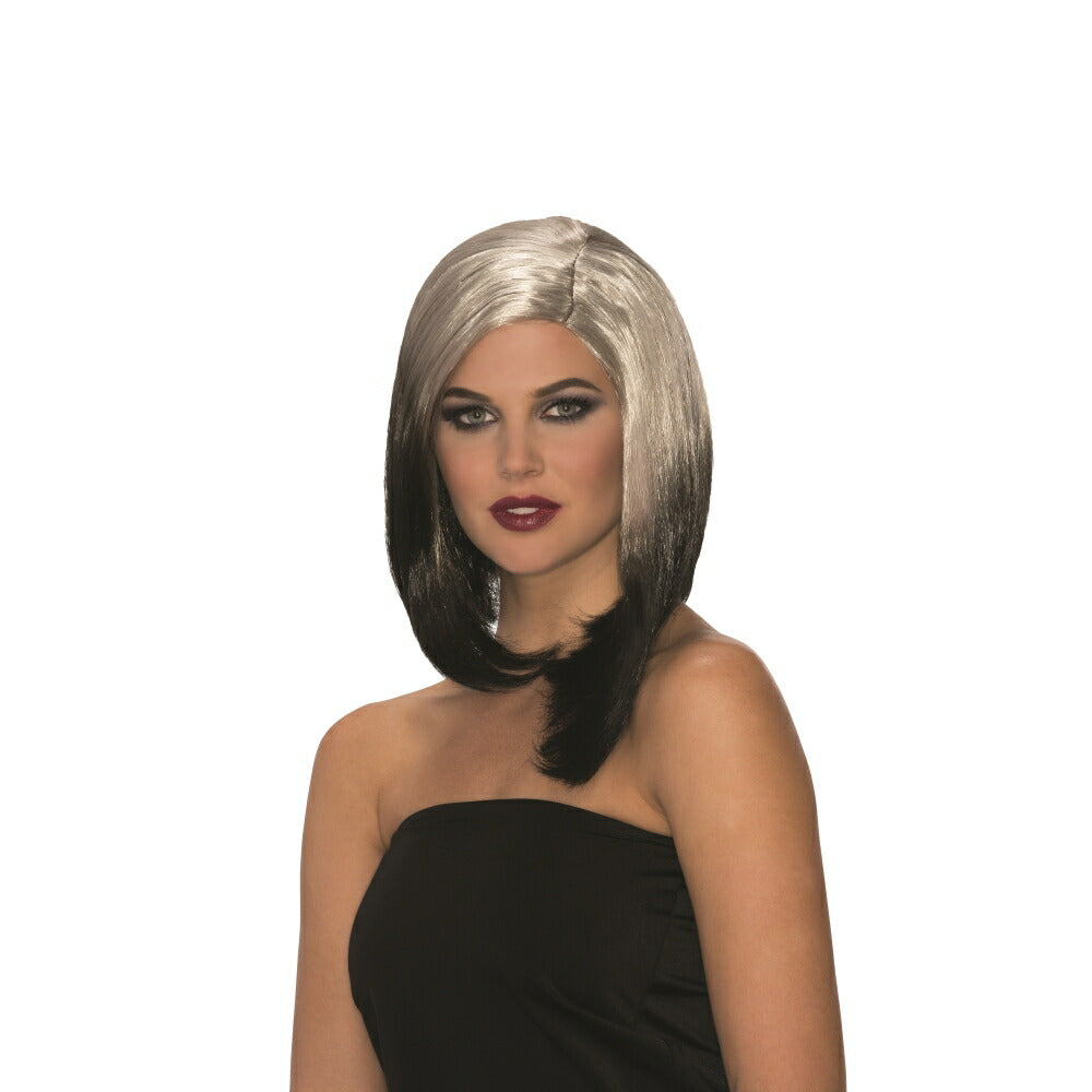 シルバー/ブラック ボブ ウィッグ、かつら 大人用 SASSY MIA WIG