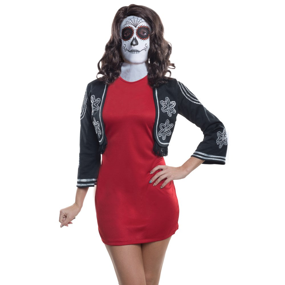 ブラック ミディアム ウィッグ、かつら 大人用 DAY OF THE DEAD MSK W/ WIG コスプレ