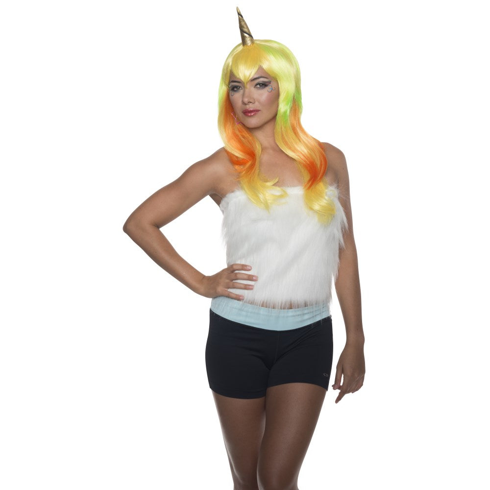 オレンジ、レッドイエロー ロング ウィッグ、かつら 大人用 UNICORN FAIRY WIG-OR/YLI コスプレ