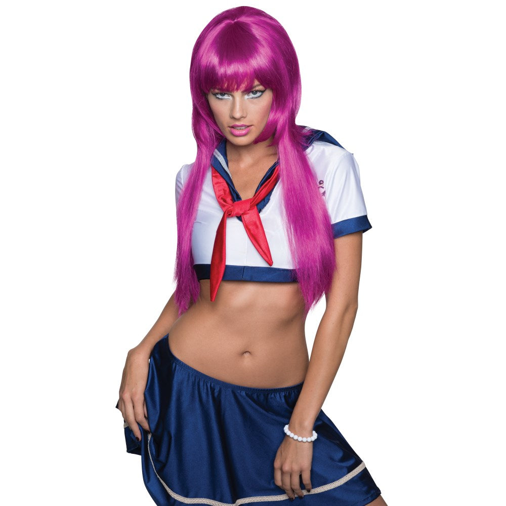 パープル ロング ウィッグ、かつら 大人用 ANIME WIG- MAGENTA コスプレ