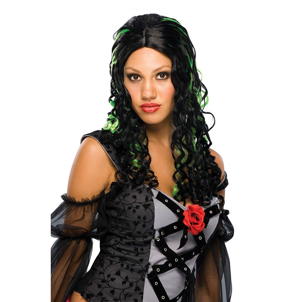 ブラック/グリーン ウェーブ ウィッグ、かつら 大人用 ツートンカラー CRYPTIC WIG- GREEN コスプレ