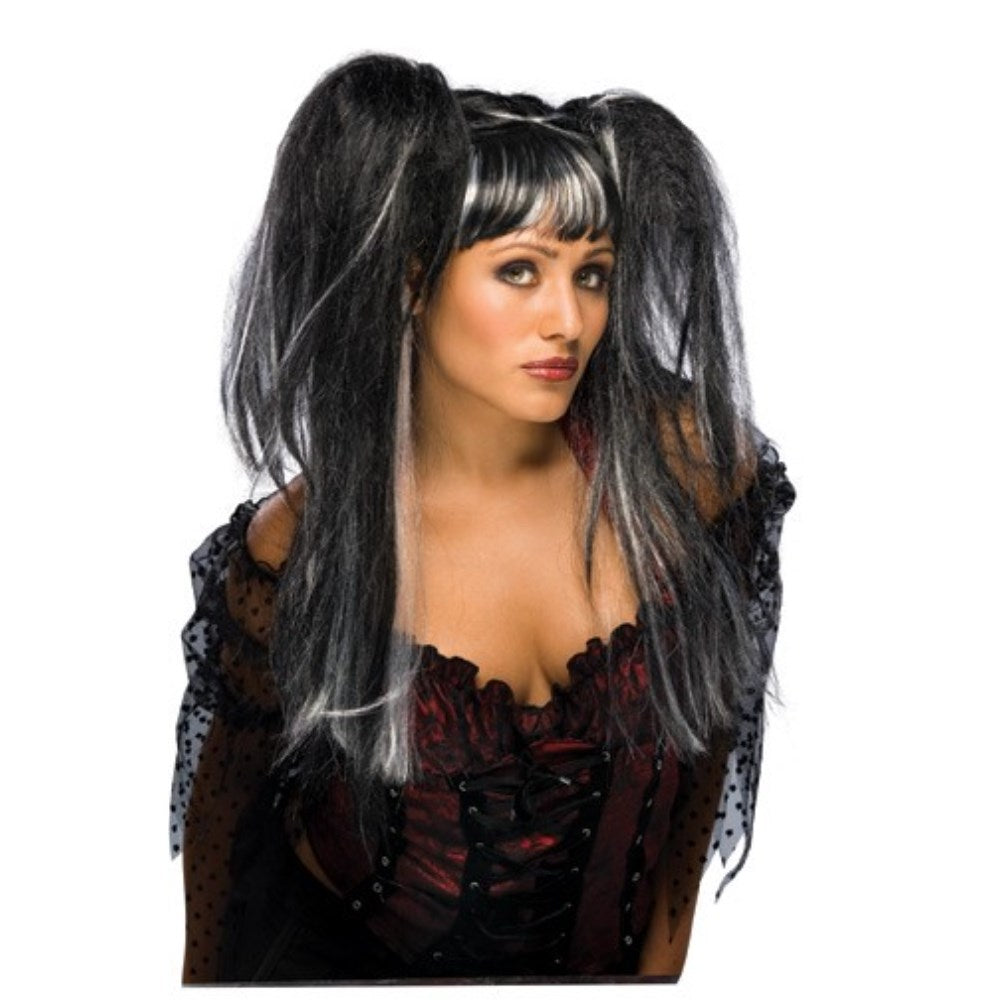 ブラック、ホワイト ロング ウィッグ、かつら 大人用 LILITH FAIRY WIG-BLK/WHTE コスプレ