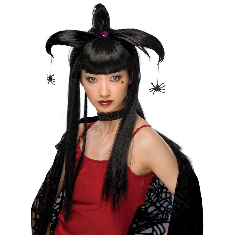 ブラック ロング ウィッグ、かつら 大人用 SPIDER HARLEQUIN WIG コスプレ