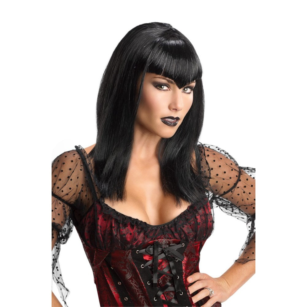 ブラック ロング ウィッグ、かつら 大人用 GLIITER VAMP WIG- BLACK コスプレ