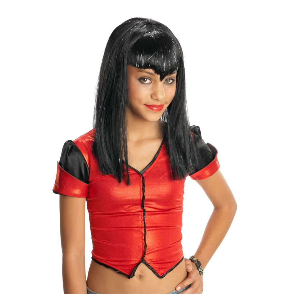 ブラック ロング ウィッグ、かつら 大人用 GLIITER VAMP WIG- BLACK コスプレ