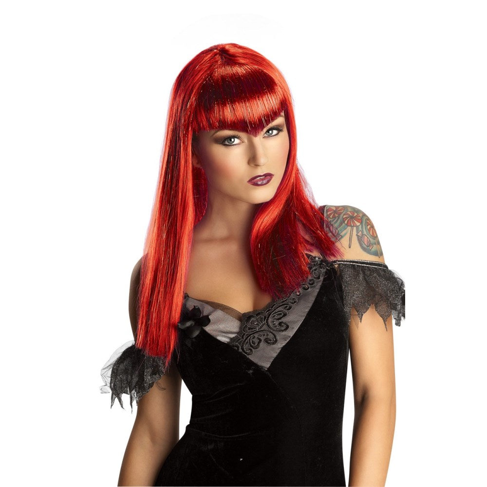 レッド ロング ウィッグ、かつら 大人用 GLIITER VAMP WIG- RED コスプレ