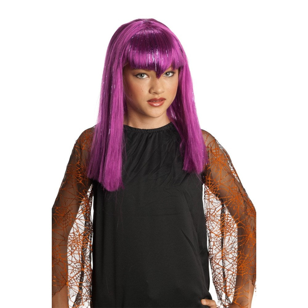 パープル ロング ウィッグ、かつら 子供用 GLIITER VAMP WIG- PURPLE コスプレ