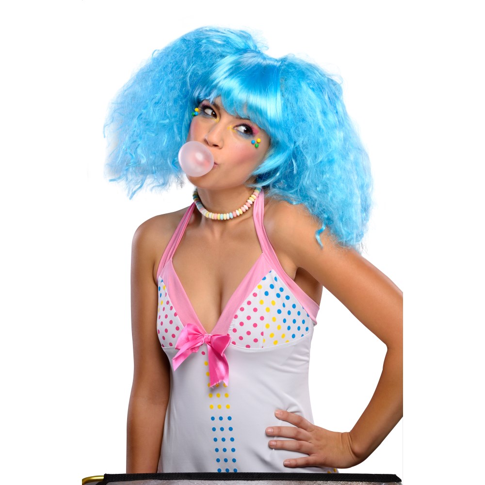 ブルー ロング ウィッグ、かつら 大人用 BUBBLE GUM BLUE WIG コスプレ