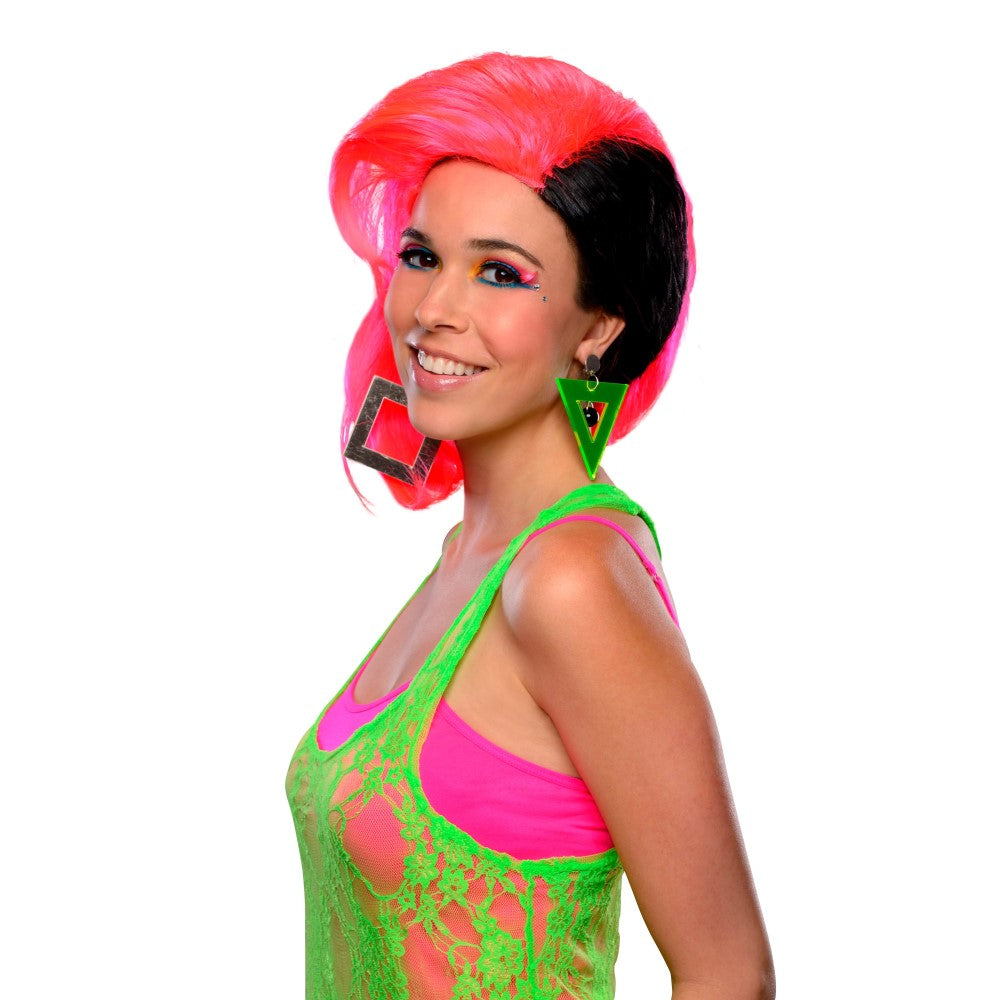 ブラック/ピンク ミディアム ウィッグ、かつら 大人用 ツートンカラー RAVE PUNK PINK WIG コスプレ