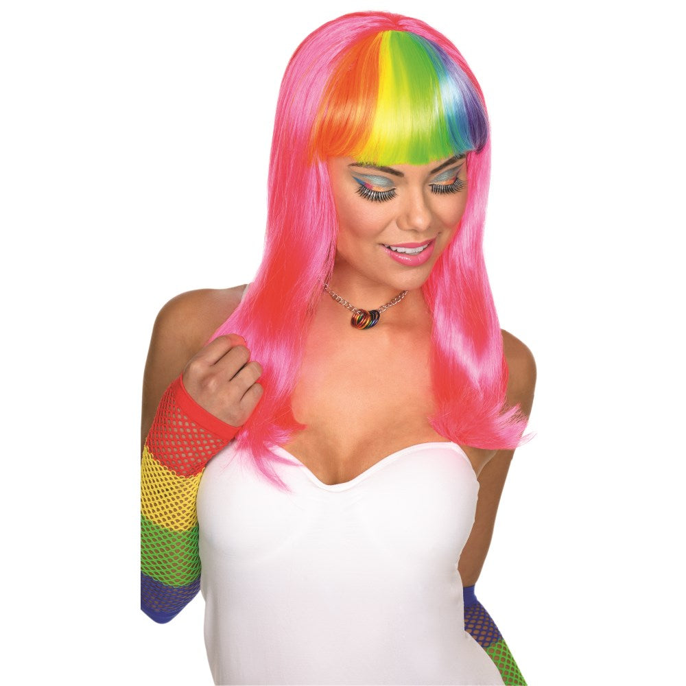 ピンク、レッド、ブルー、イエロー ロング ウィッグ、かつら 大人用 PARTY HOTTlE WIG- PINK コスプレ