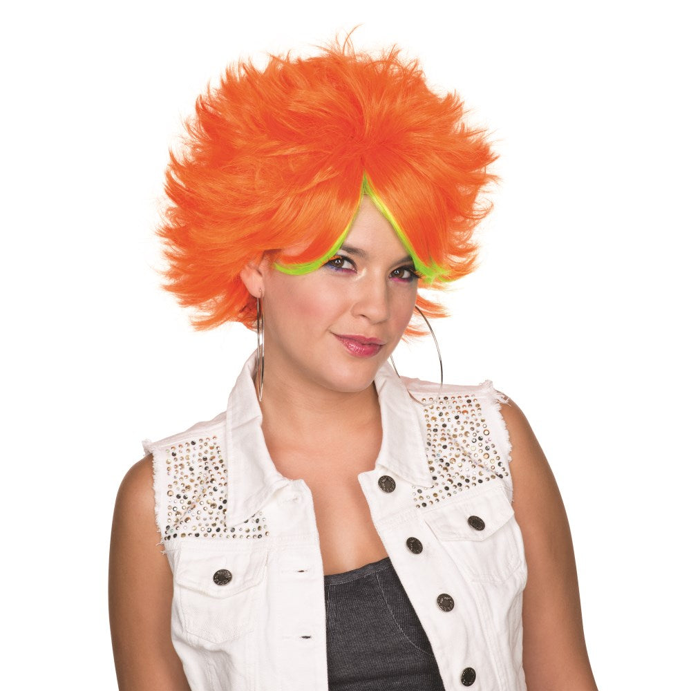 オレンジ、イエロー ミディアム ウィッグ、かつら 大人用 80'S POP WIG- ORANGE コスプレ