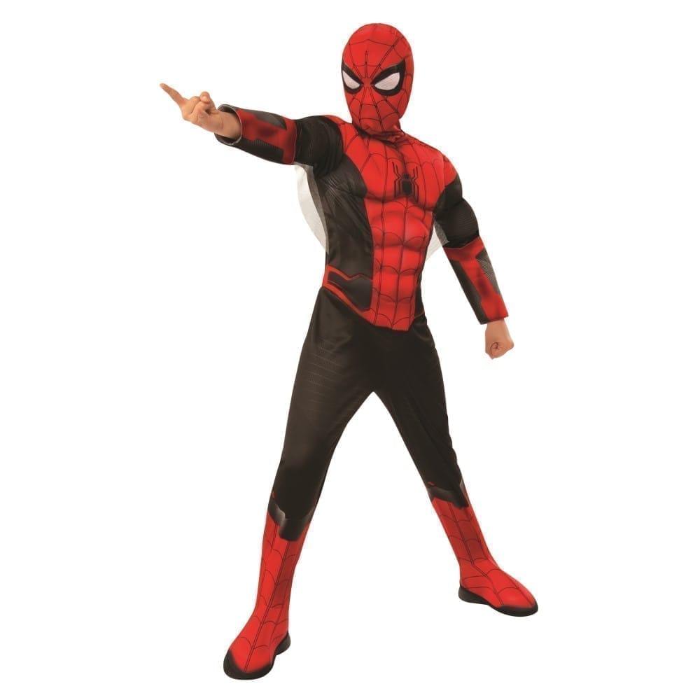 スパイダーマン 衣装、コスチューム 子供男性用 スパイダーマン:ファー・フロム・ホーム レッド/ブラック DELUXE コスプレ