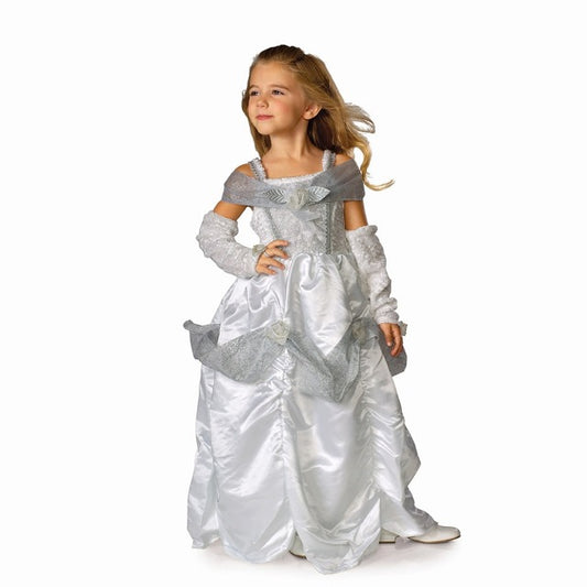 雪の女王　衣装、コスチューム　子供女性用　お姫様　シルバー　SNOW QUEEN　コスプレ