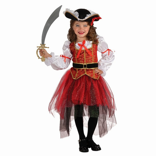 海賊　衣装、コスチューム　子供女性用　レッド　パイレーツ　PRINCESS OF THE SEAS　コスプレ
