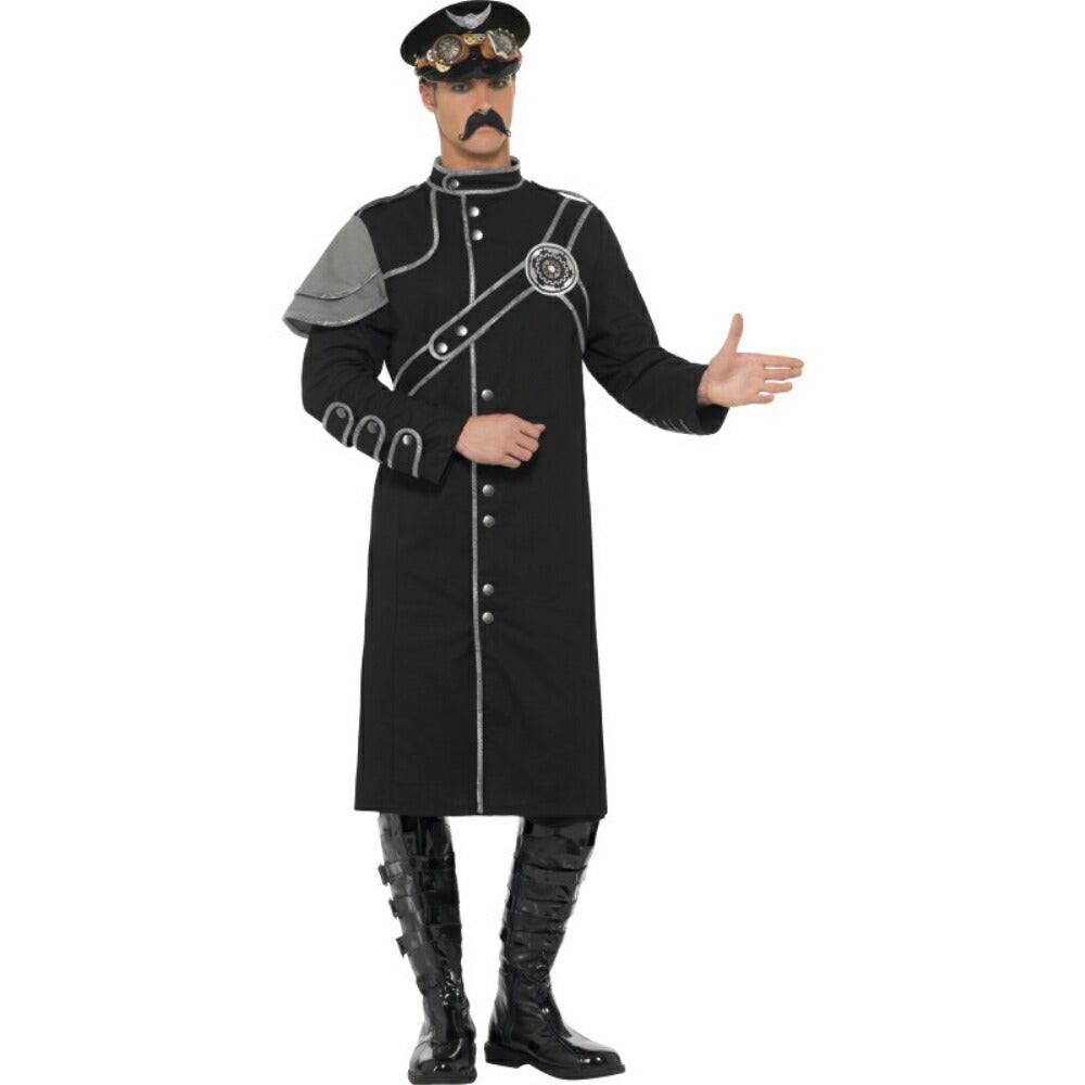 スチームパンク ミリタリー 軍人 衣装 コスチューム 大人男性用 黒 ジャケット コスプレ